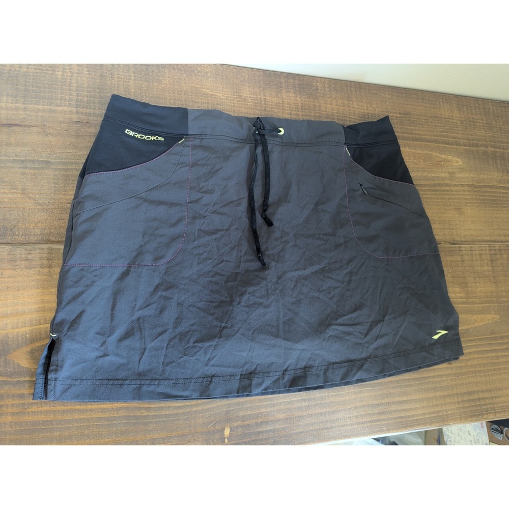 Brooks Womens‎ Motion Skort Athletic Running Activewear Skirt Shorts L Dark Gray
